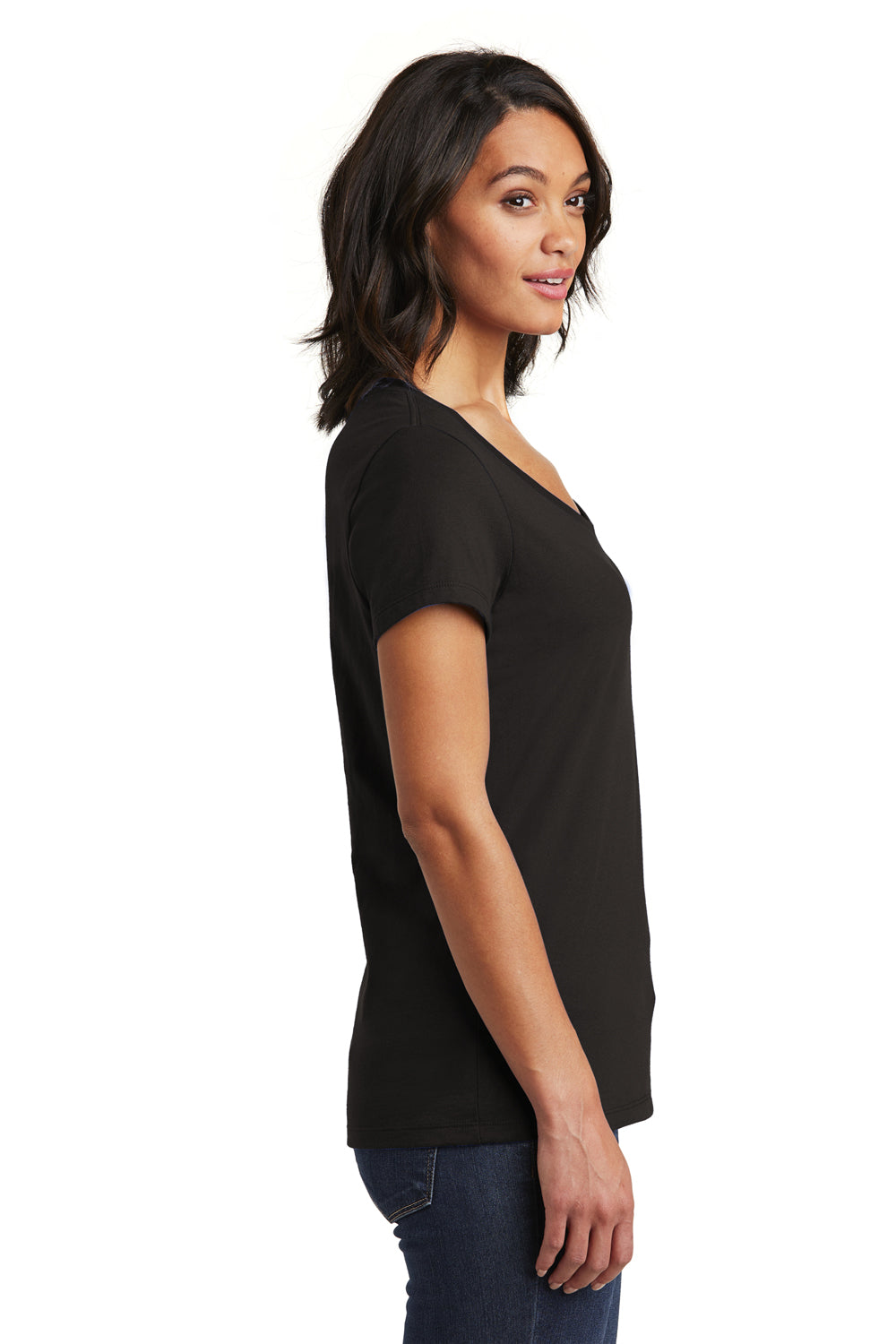 District DT6503 Womens Very Important Short Sleeve V-Neck T-Shirt Black Side