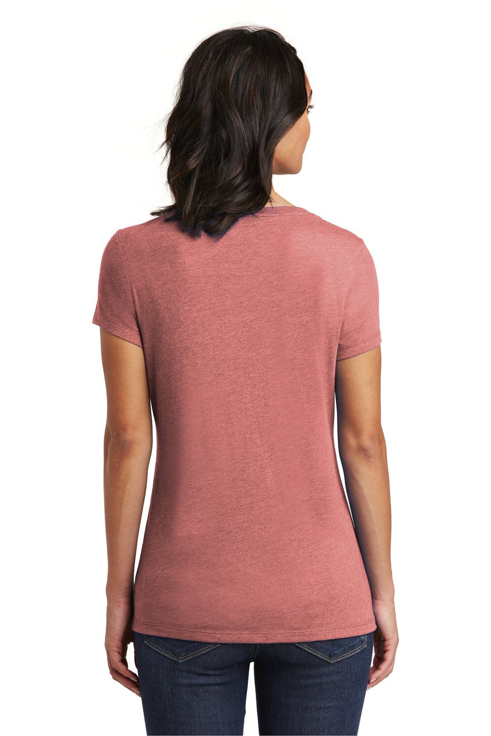 District DT6503 Womens Very Important Short Sleeve V-Neck T-Shirt Heather Blush Pink Back