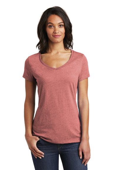 District DT6503 Womens Very Important Short Sleeve V-Neck T-Shirt Heather Blush Pink Front