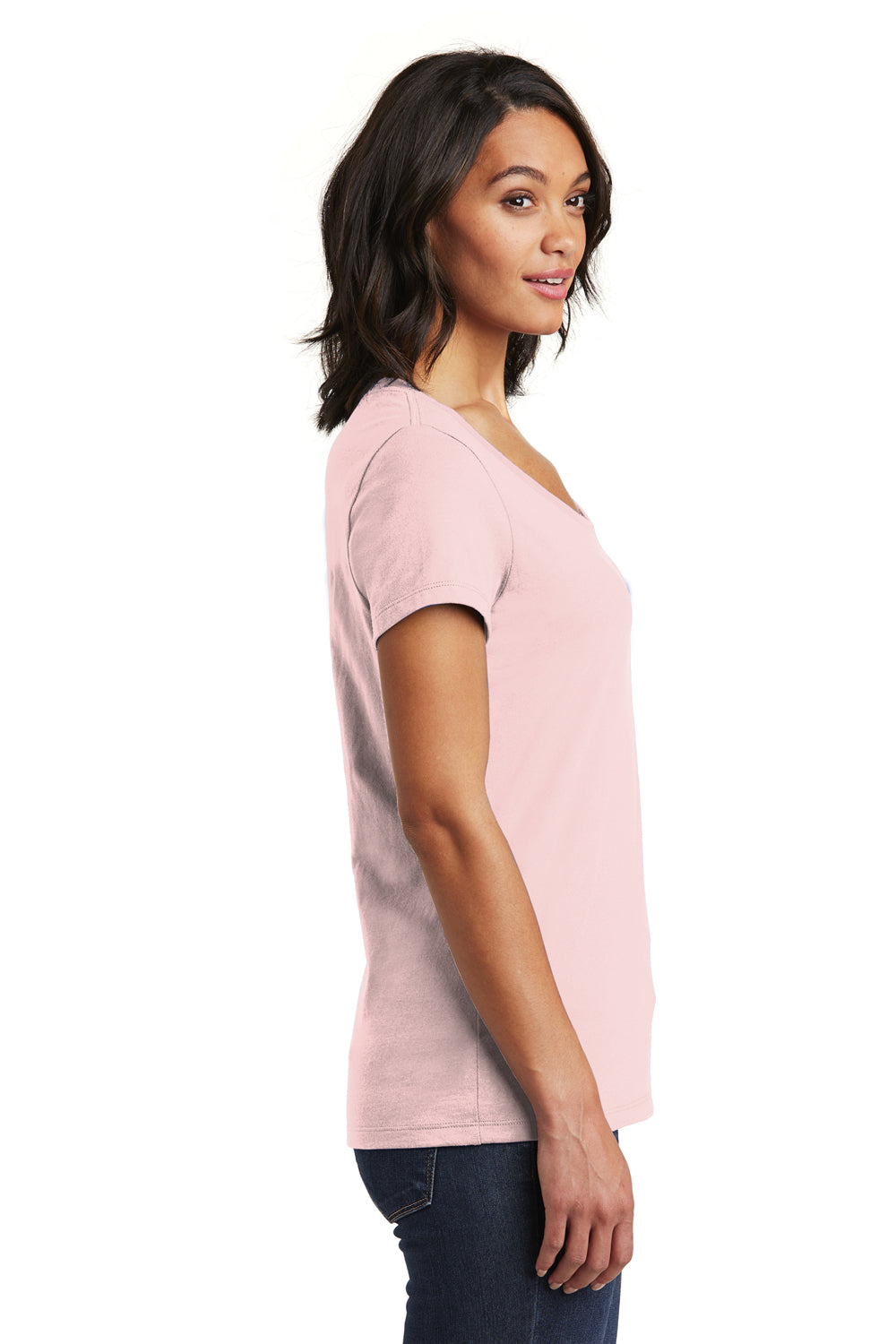 District DT6503 Womens Very Important Short Sleeve V-Neck T-Shirt Dusty Pink Side