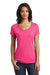 District DT6503 Womens Very Important Short Sleeve V-Neck T-Shirt Heather Fuchsia Pink Front