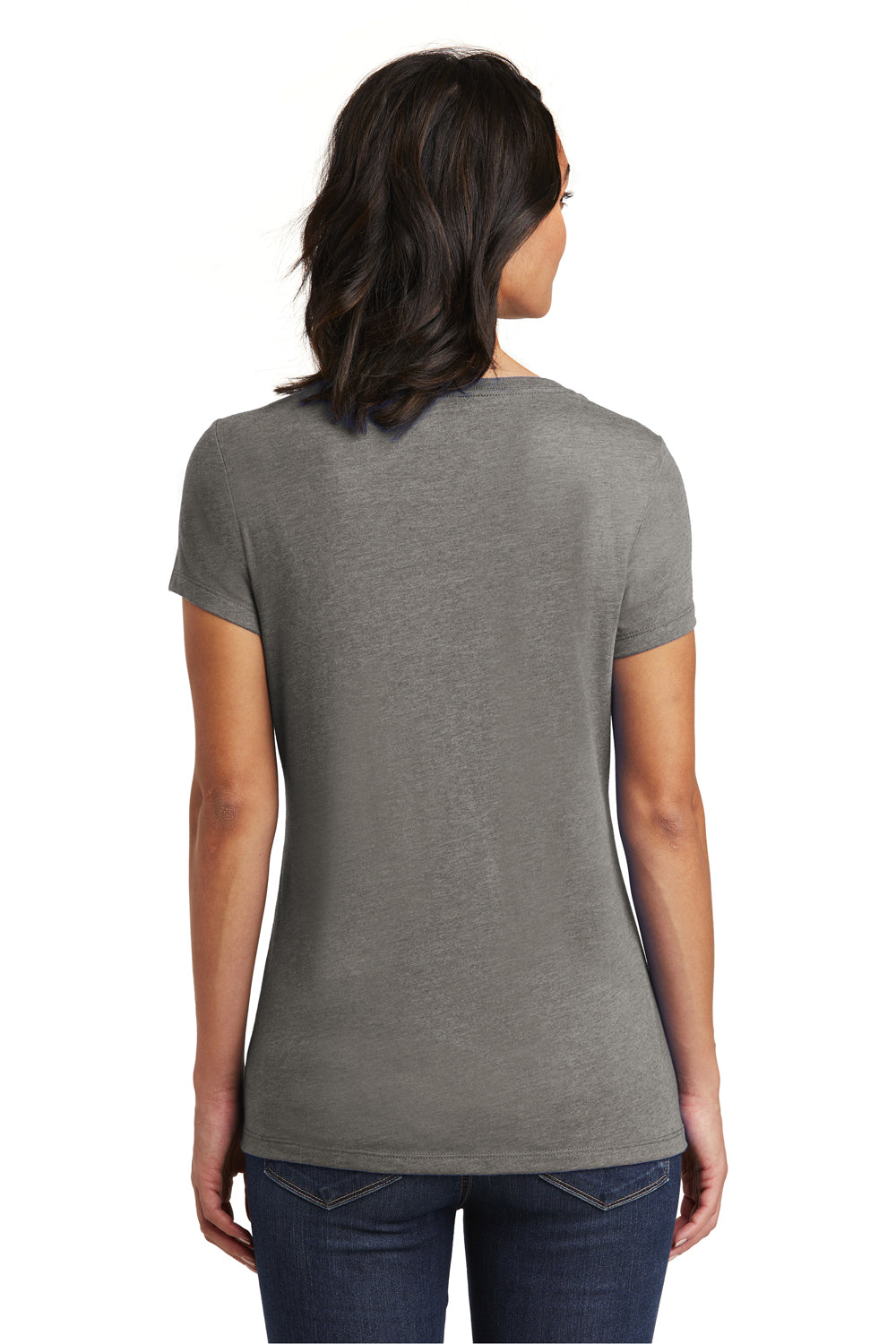 District DT6503 Womens Very Important Short Sleeve V-Neck T-Shirt Heather Grey Back