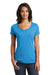 District DT6503 Womens Very Important Short Sleeve V-Neck T-Shirt Heather Turquoise Blue Front