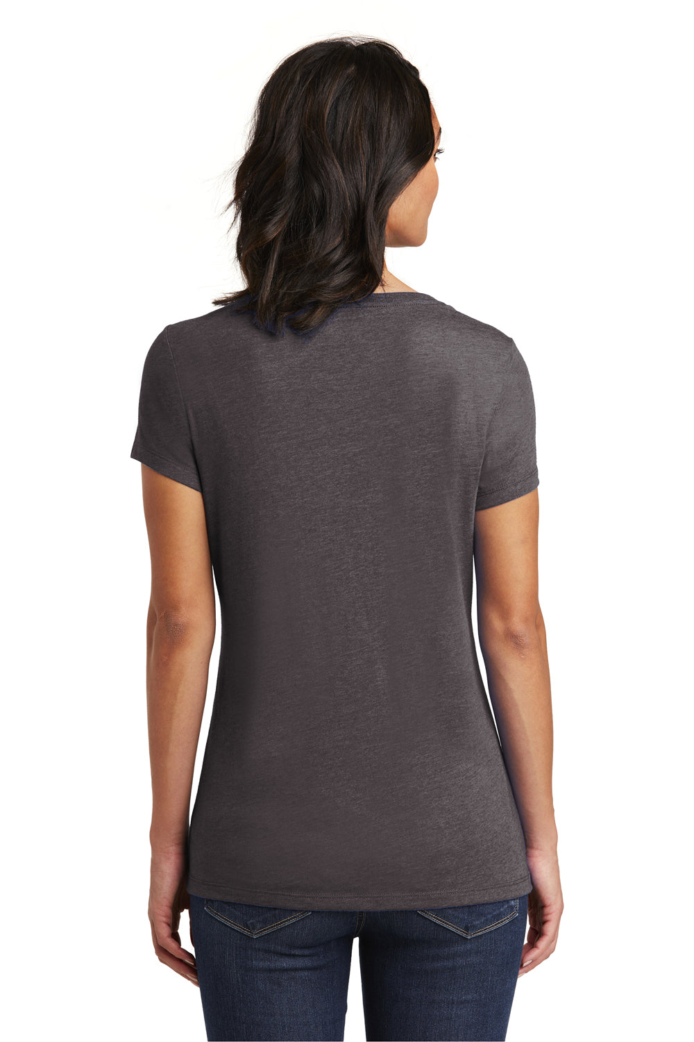 District DT6503 Womens Very Important Short Sleeve V-Neck T-Shirt Heather Charcoal Grey Back