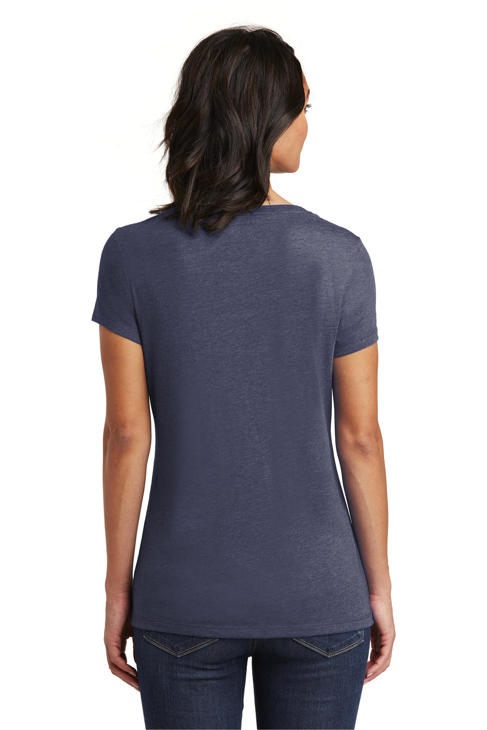District DT6503 Womens Very Important Short Sleeve V-Neck T-Shirt Heather Navy Blue Back