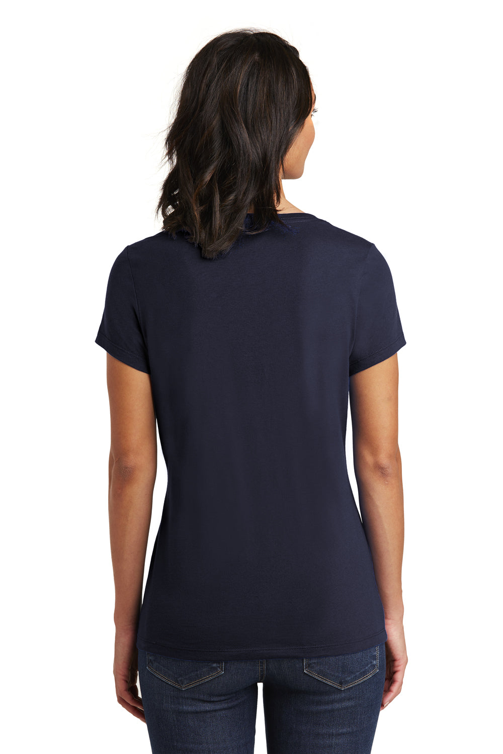 District DT6503 Womens Very Important Short Sleeve V-Neck T-Shirt Navy Blue Back