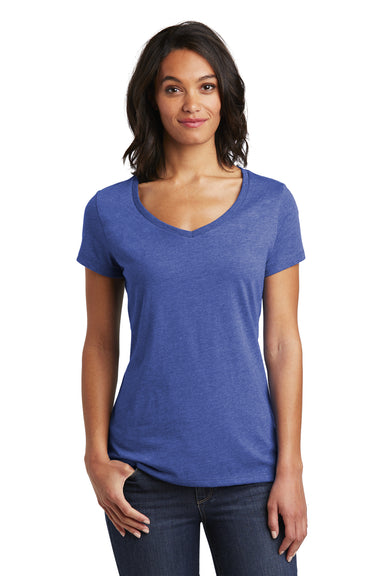 District DT6503 Womens Very Important Short Sleeve V-Neck T-Shirt Heather Royal Blue Front