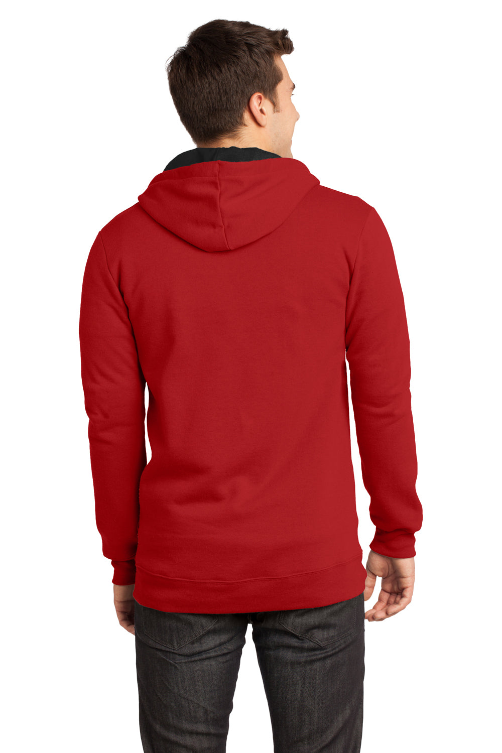 District DT800 Mens The Concert Fleece Full Zip Hooded Sweatshirt Hoodie Red Back
