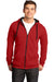 District DT800 Mens The Concert Fleece Full Zip Hooded Sweatshirt Hoodie Red Front