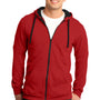 District Mens The Concert Fleece Full Zip Hooded Sweatshirt Hoodie - New Red