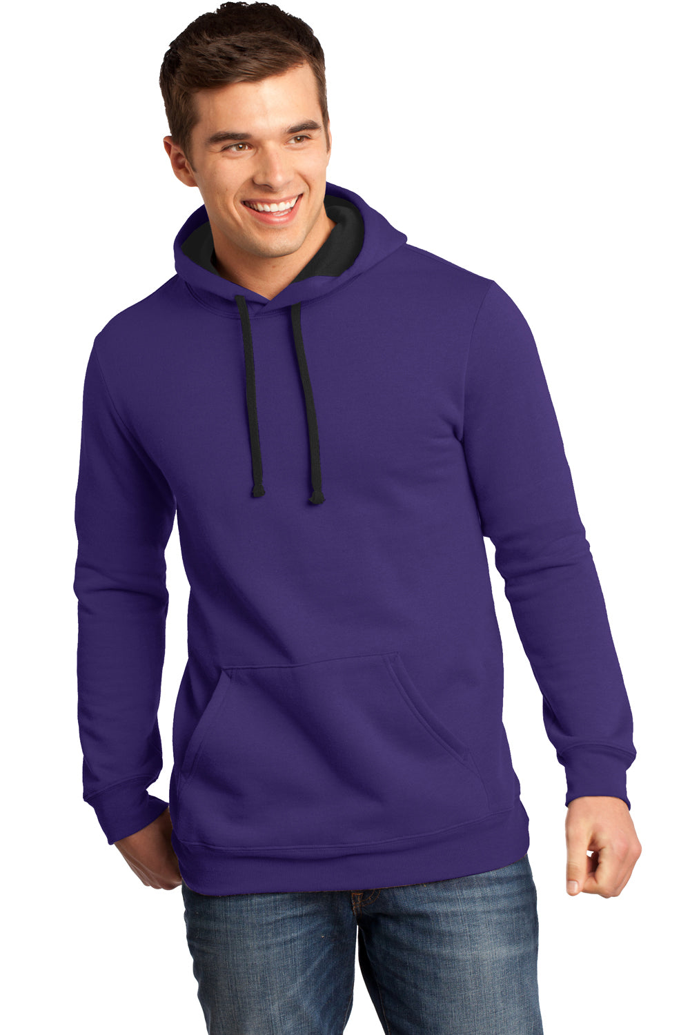 District DT810 Mens The Concert Fleece Hooded Sweatshirt Hoodie Purple Front