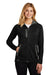 Eddie Bauer EB245 Womens Sport Full Zip Fleece Hooded Jacket Black Front