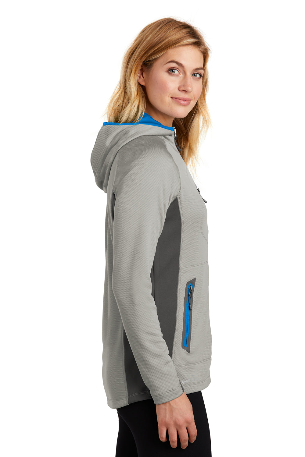 Eddie Bauer EB245 Womens Sport Full Zip Fleece Hooded Jacket Cloud Grey Side