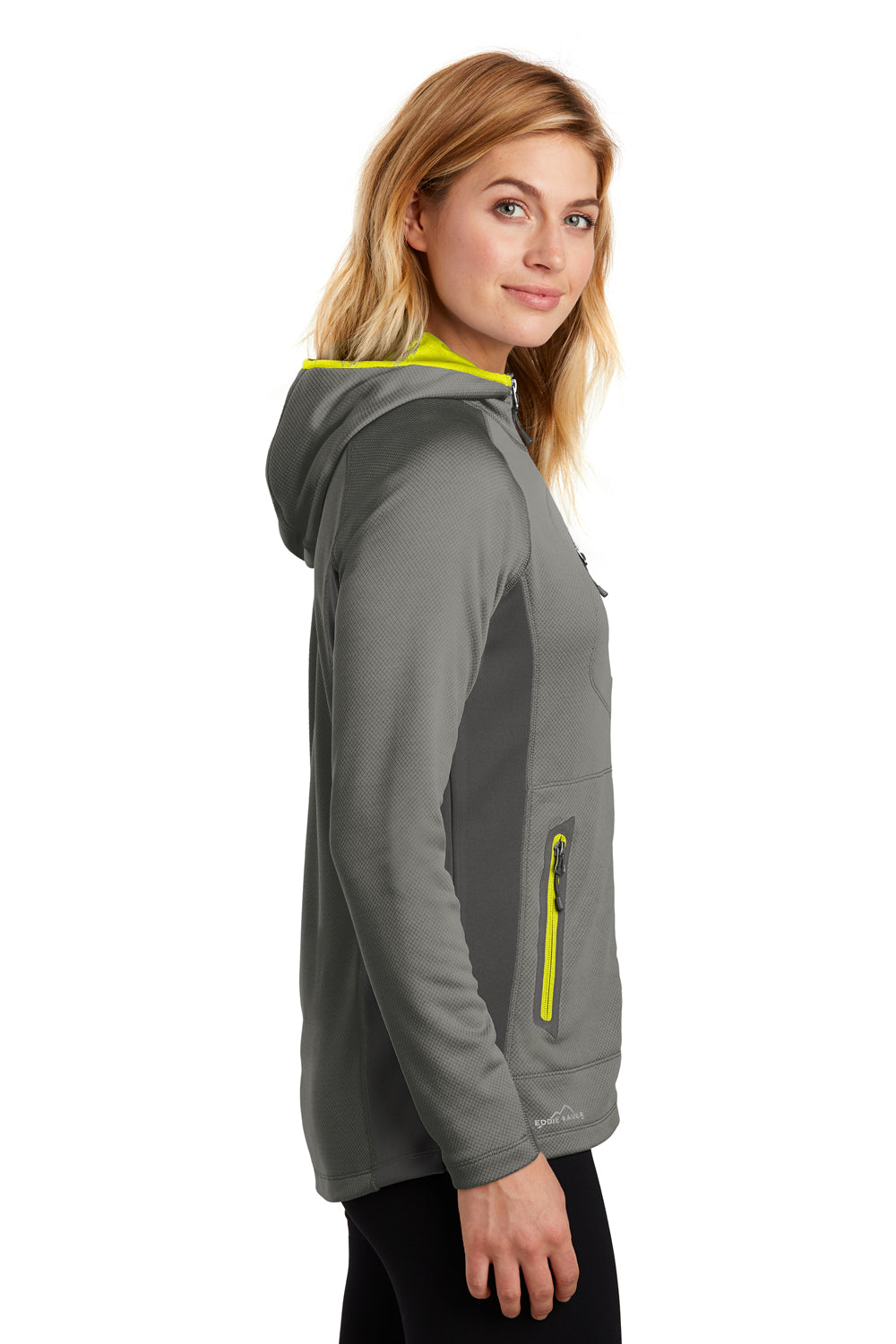 Eddie Bauer EB245 Womens Sport Full Zip Fleece Hooded Jacket Metal Grey Side
