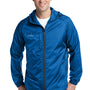 Eddie Bauer Mens Packable Wind Resistant Full Zip Hooded Wind Jacket - Brilliant Blue - Closeout