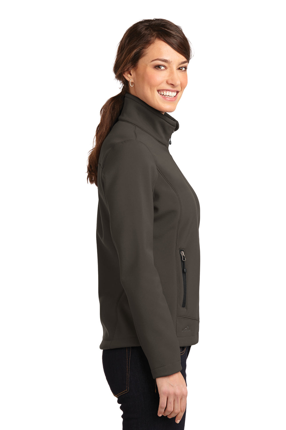 Eddie Bauer EB535 Womens Rugged Water Resistant Full Zip Jacket Canteen Grey Side