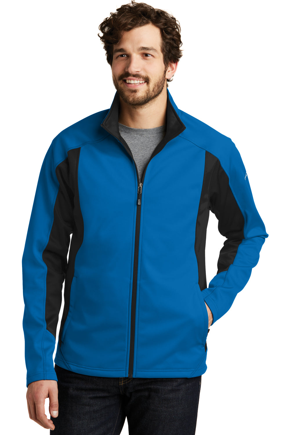 Eddie Bauer EB542 Mens Trail Water Resistant Full Zip Jacket Expedition Blue/Black Front