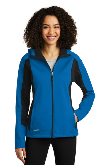 Eddie Bauer EB543 Womens Trail Water Resistant Full Zip Hooded Jacket Expedition Blue/Black Front