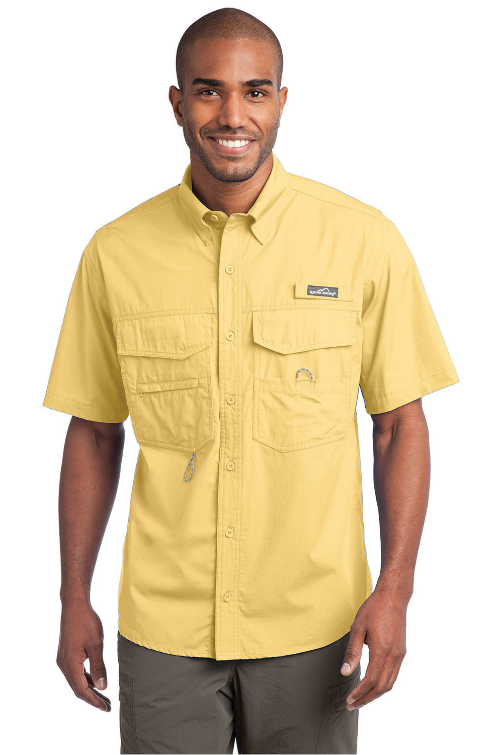 adviicd Mens Button Down Short Sleeve Shirt Short Sleeve Fishing Shirt  Wicking Fabric Sun Protection Casual Button Down Shirts Yellow M