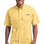 Eddie Bauer Mens Fishing Short Sleeve Button Down Shirt w/ Double Pockets - Goldenrod Yellow - Closeout