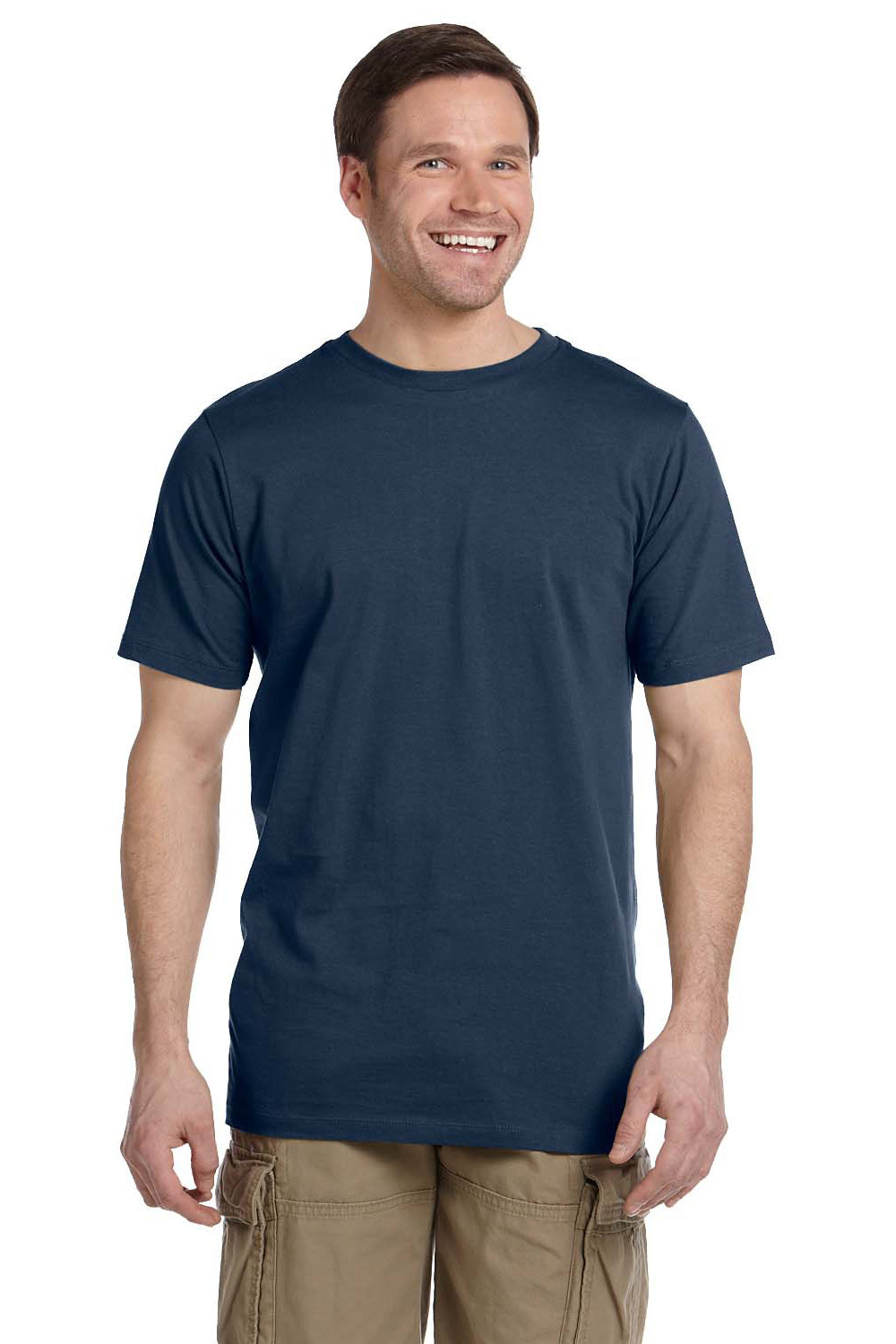 Econscious EC1075 Mens Short Sleeve Crewneck T-Shirt Navy Blue Front