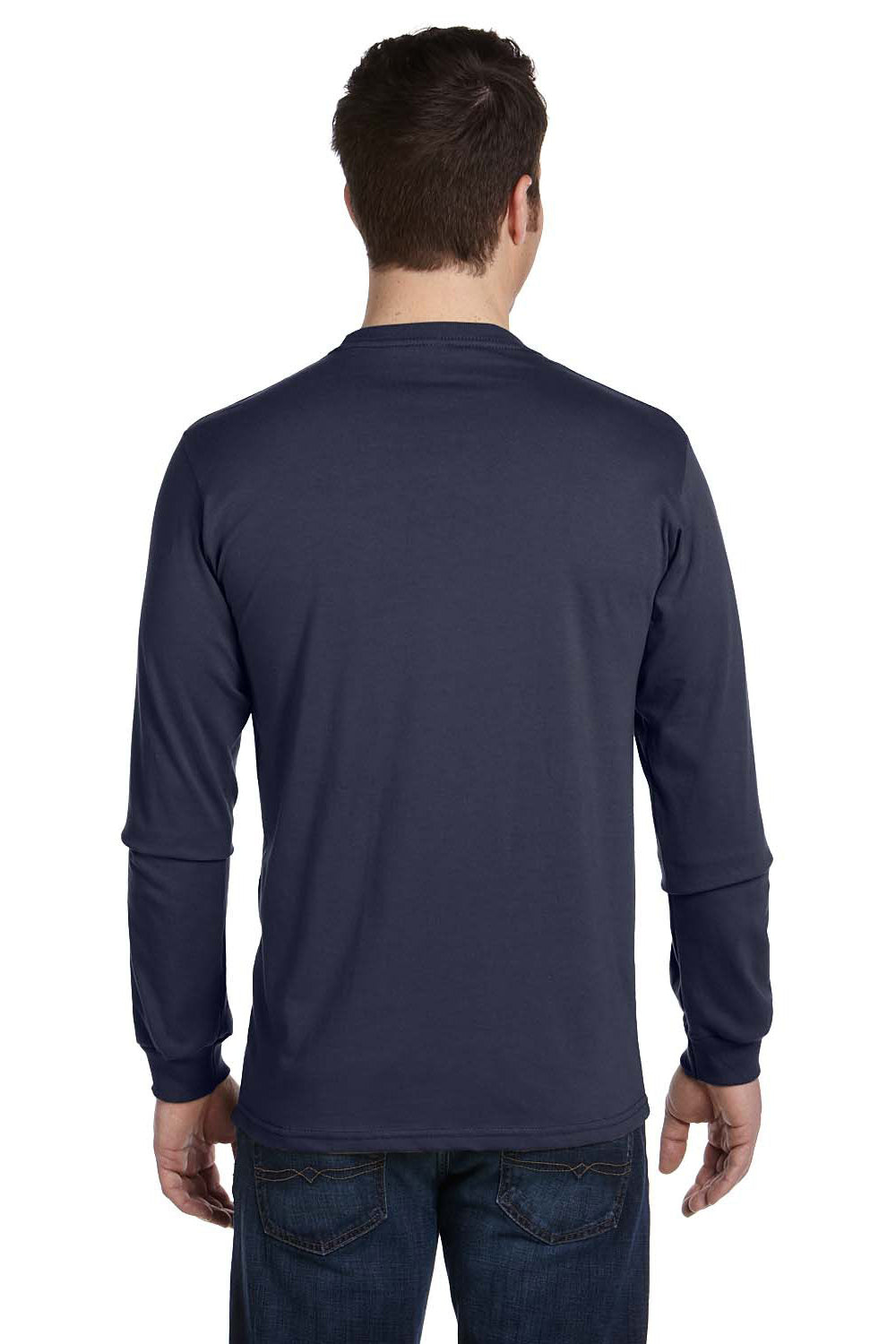 Econscious EC1500 Mens Long Sleeve Crewneck T-Shirt Pacific Blue Back