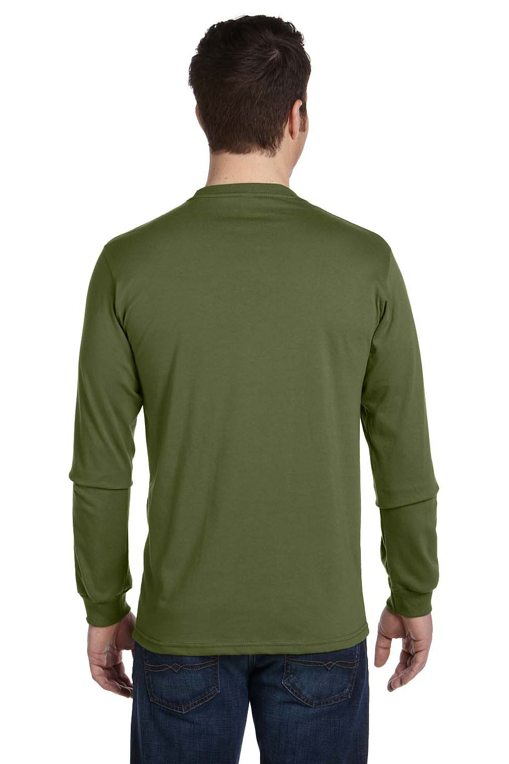 Econscious EC1500 Mens Long Sleeve Crewneck T-Shirt Olive Green Back