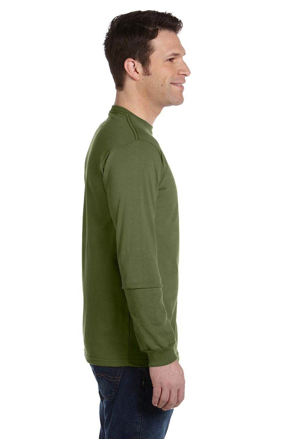 Econscious EC1500 Mens Long Sleeve Crewneck T-Shirt Olive Green Side
