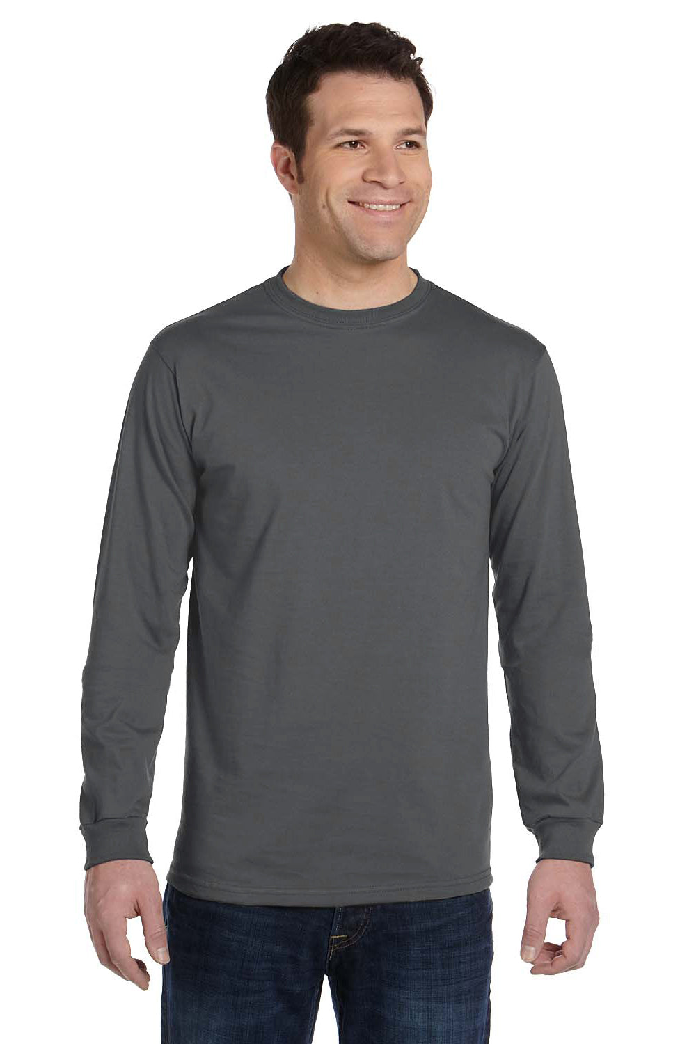Econscious EC1500 Mens Long Sleeve Crewneck T-Shirt Charcoal Grey Front