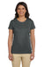 Econscious EC3000 Womens Heather Sueded Short Sleeve Crewneck T-Shirt Charcoal Grey Front