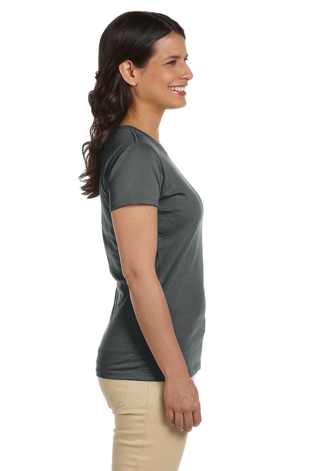 Econscious EC3000 Womens Heather Sueded Short Sleeve Crewneck T-Shirt Charcoal Grey Side
