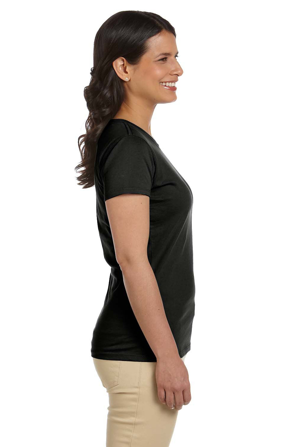 Econscious EC3000 Womens Heather Sueded Short Sleeve Crewneck T-Shirt Black Side