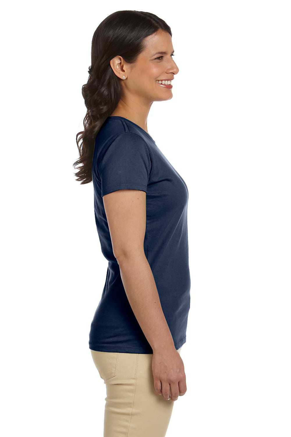 Econscious EC3000 Womens Heather Sueded Short Sleeve Crewneck T-Shirt Navy Blue Side