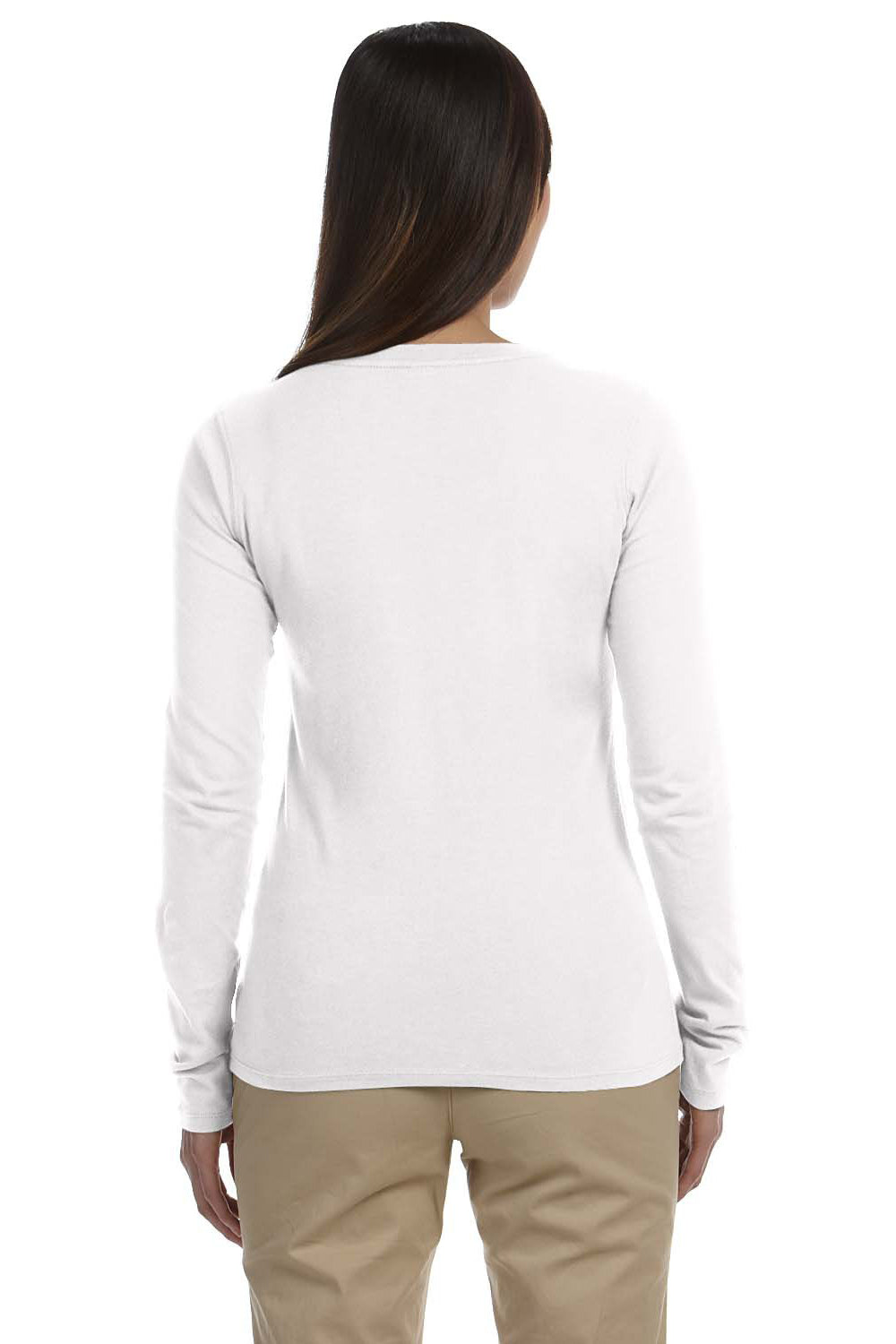 Econscious EC3500 Womens Long Sleeve Crewneck T-Shirt White Back
