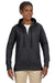 Econscious EC4580 Womens Heathered Fleece Full Zip Hooded Sweatshirt Hoodie Charcoal Grey Front