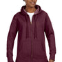 Econscious Womens Heathered Fleece Full Zip Hooded Sweatshirt Hoodie - Berry