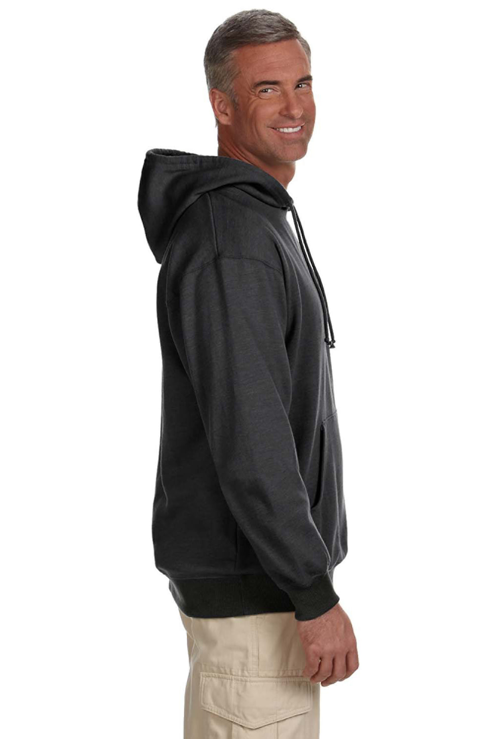 Econscious EC5570 Mens Heathered Fleece Hooded Sweatshirt Hoodie Charcoal Grey Side