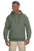 Econscious EC5570 Mens Heathered Fleece Hooded Sweatshirt Hoodie Military Green Front