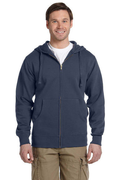 Econscious EC5650 Mens Full Zip Hooded Sweatshirt Hoodie Pacific Blue Front