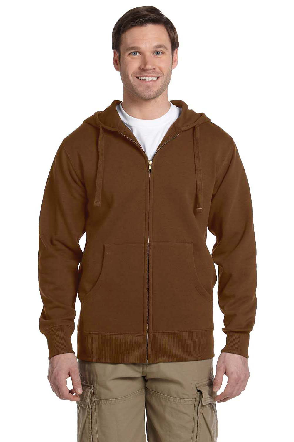 Econscious EC5650 Mens Full Zip Hooded Sweatshirt Hoodie Legacy Brown Front
