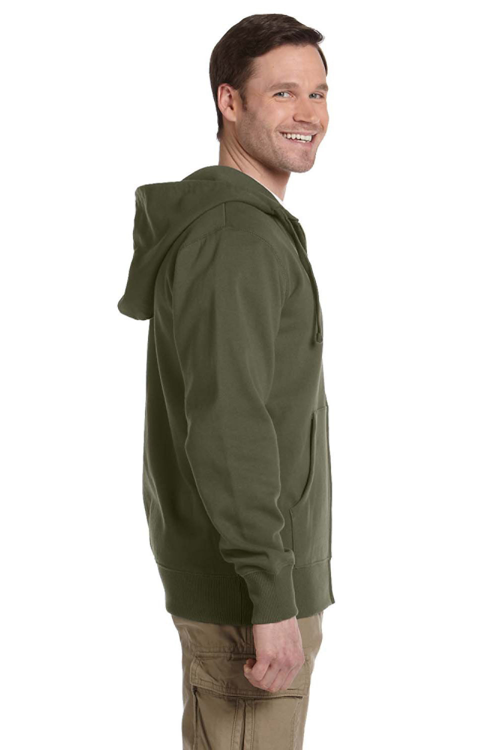 Econscious EC5650 Mens Full Zip Hooded Sweatshirt Hoodie Jungle Green Side