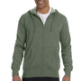 Econscious Mens Heathered Fleece Full Zip Hooded Sweatshirt Hoodie - Military Green