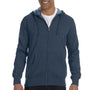 Econscious Mens Heathered Fleece Full Zip Hooded Sweatshirt Hoodie - Water Blue
