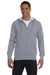 Econscious EC5680 Mens Heathered Fleece Full Zip Hooded Sweatshirt Hoodie Athletic Grey Front