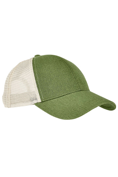 Econscious EC7093 Mens Washed Hemp Blend Trucker Hat Olive Green/Oyster Front