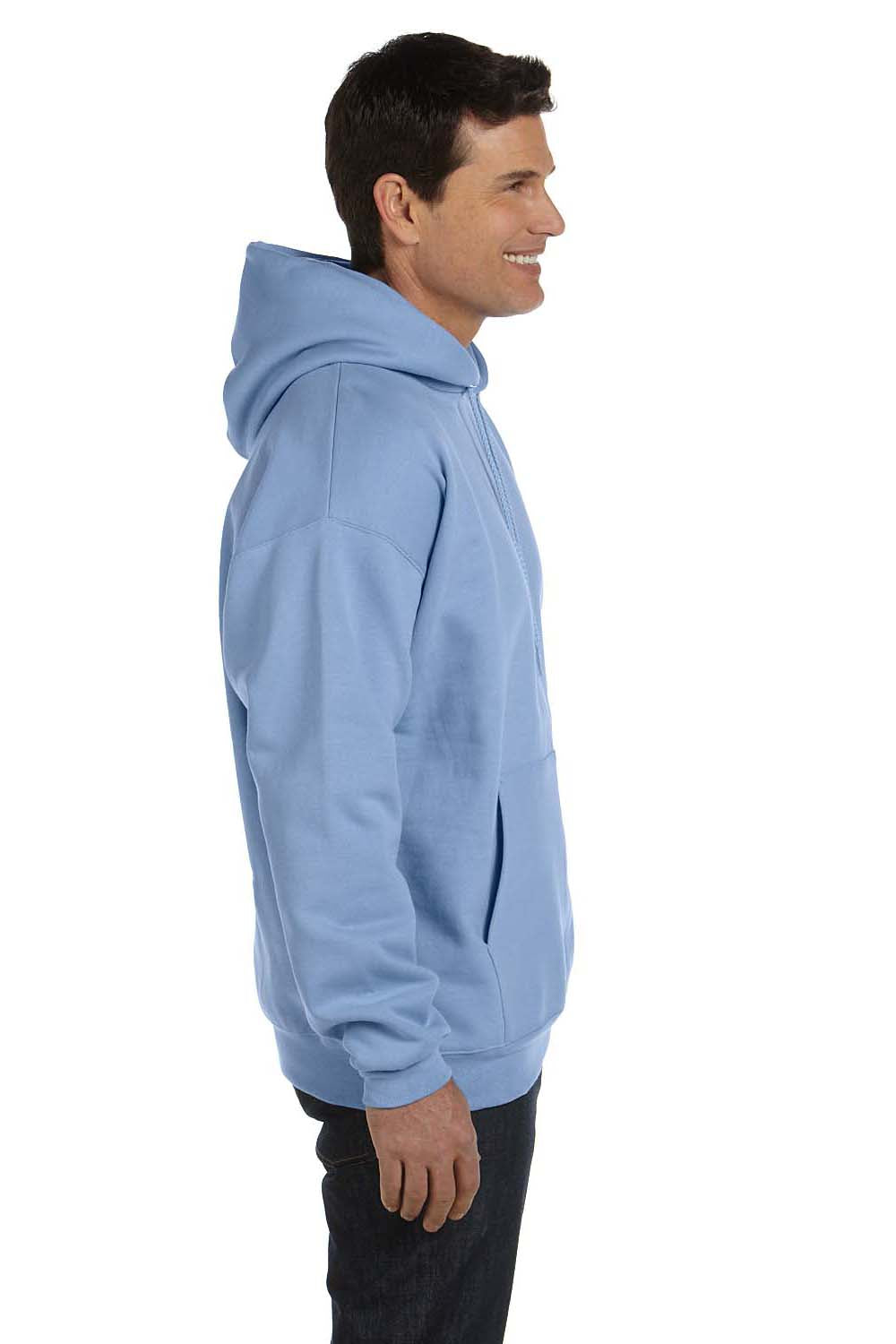 Hanes F170 Mens Ultimate Cotton PrintPro XP Hooded Sweatshirt Hoodie Light Blue Side