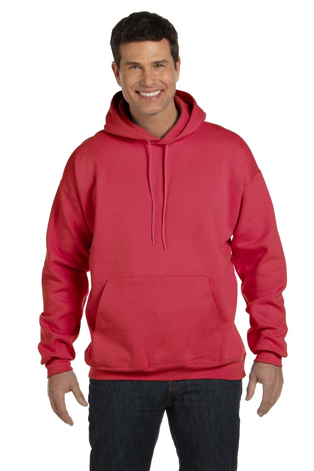 Hanes F170 Mens Ultimate Cotton PrintPro XP Hooded Sweatshirt Hoodie Red Front