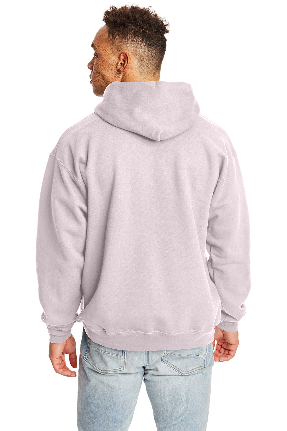 Hanes F170 Mens Ultimate Cotton PrintPro XP Hooded Sweatshirt Hoodie Pale Pink Back