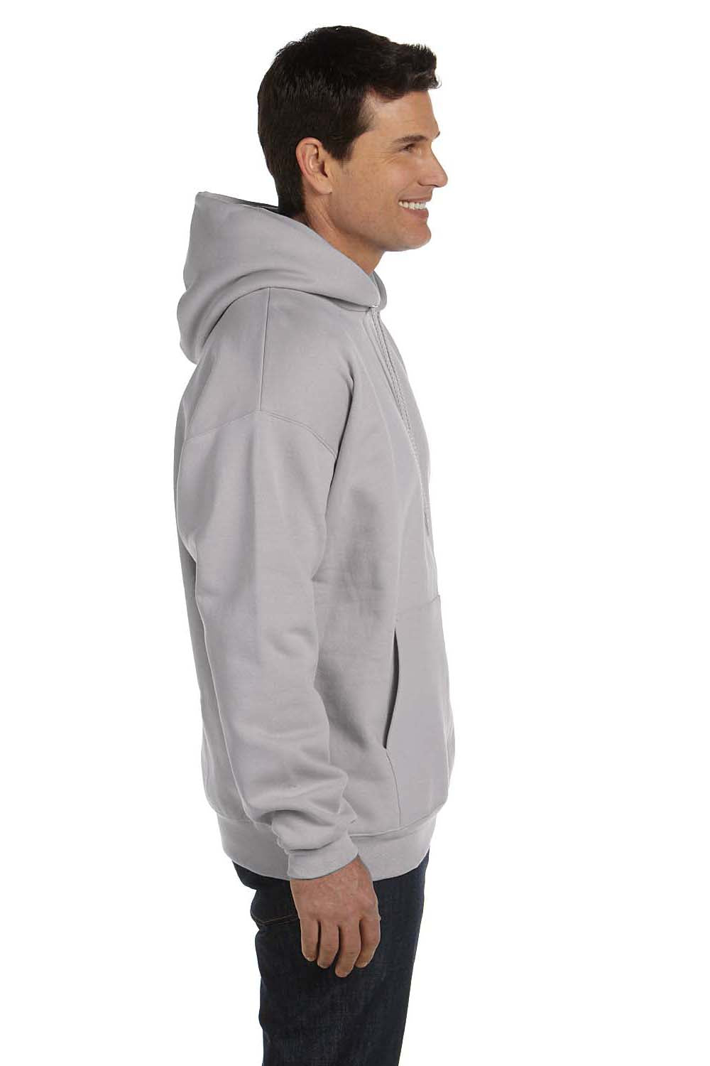 Hanes F170 Mens Ultimate Cotton PrintPro XP Hooded Sweatshirt Hoodie Light Steel Grey Side