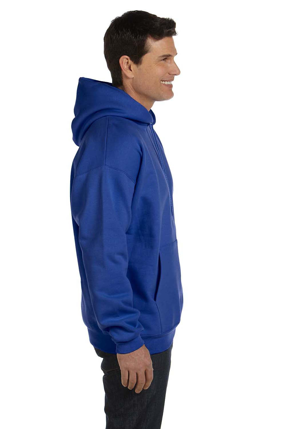 Hanes F170 Mens Ultimate Cotton PrintPro XP Hooded Sweatshirt Hoodie Royal Blue Side